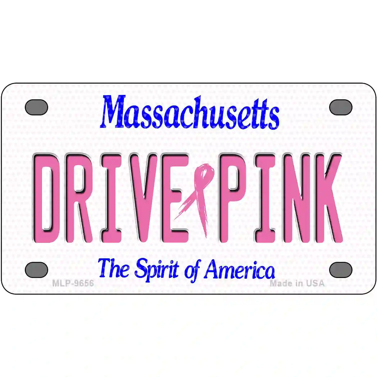 Drive Pink Massachusetts Novelty Metal License Plate 4" x 2.2" (MLP)