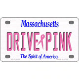 Drive Pink Massachusetts Novelty Metal License Plate 4" x 2.2" (MLP)