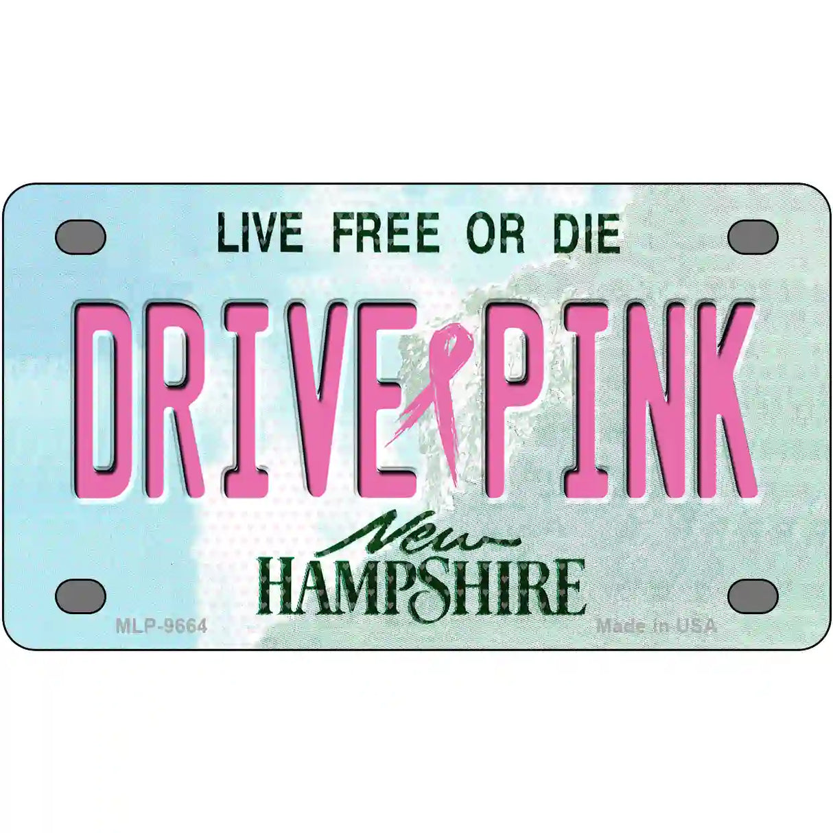 Drive Pink New Hampshire Novelty Metal License Plate 4" x 2.2" (MLP)