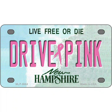 Drive Pink New Hampshire Novelty Metal License Plate 4" x 2.2" (MLP)