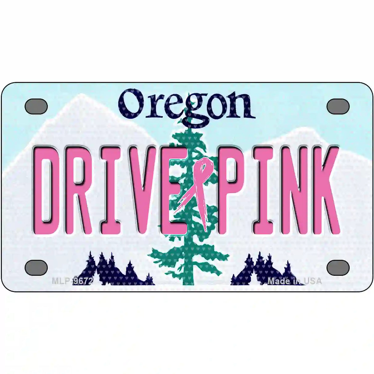 Drive Pink Oregon Novelty Metal License Plate 4" x 2.2" (MLP)