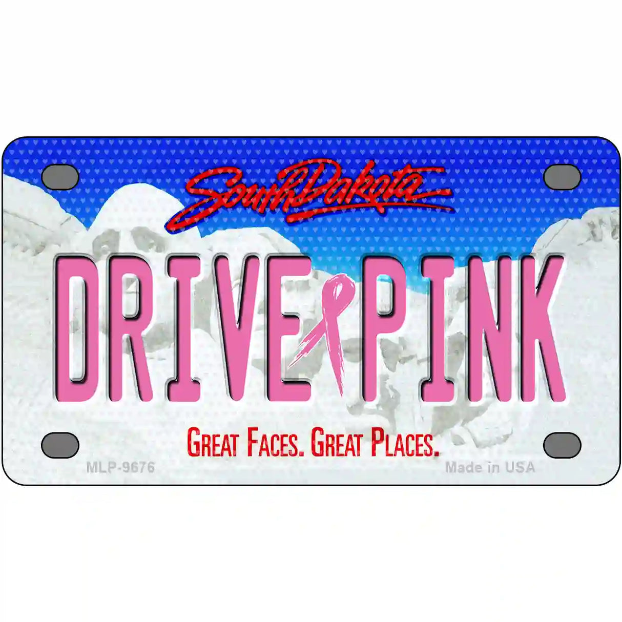 Drive Pink South Dakota Novelty Metal License Plate 4" x 2.2" (MLP)