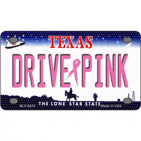 Drive Pink Texas Novelty Metal License Plate 4" x 2.2" (MLP)