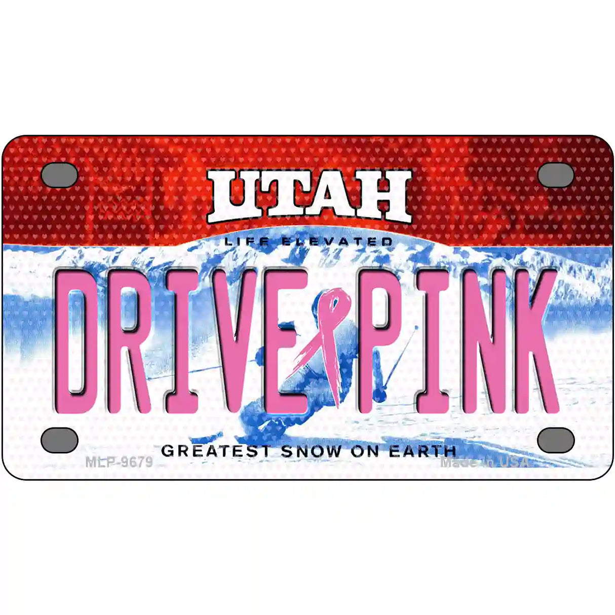 Drive Pink Utah Novelty Metal License Plate 4" x 2.2" (MLP)