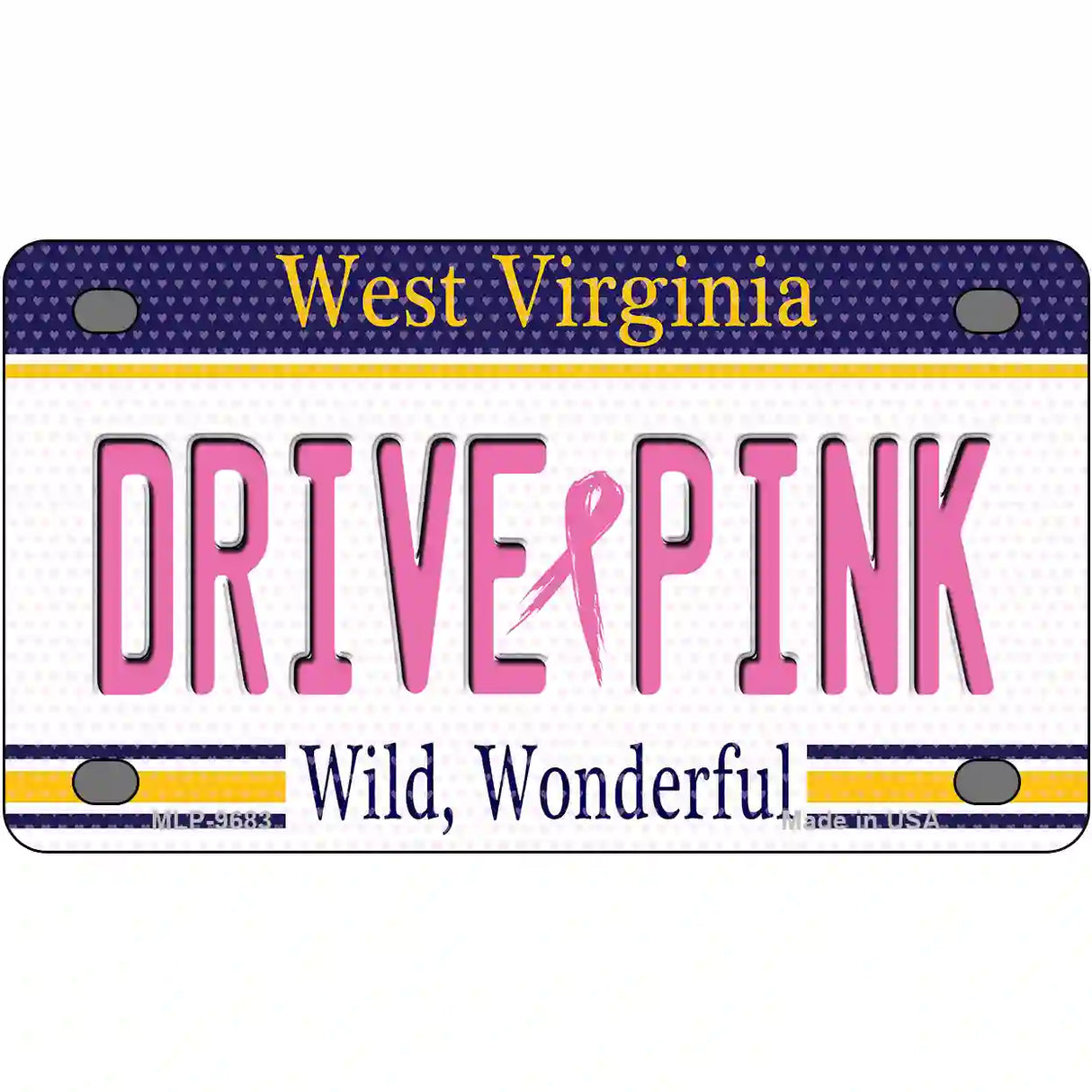 Drive Pink West Virginia Novelty Metal License Plate 4" x 2.2" (MLP)