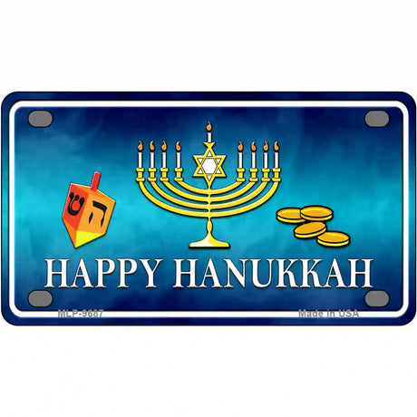 Happy Hanukkah Novelty Metal License Plate 4" x 2.2" (MLP)