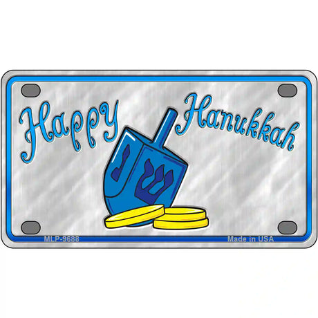 Happy Hanukkah Dreidel Novelty Metal License Plate 4" x 2.2" (MLP)