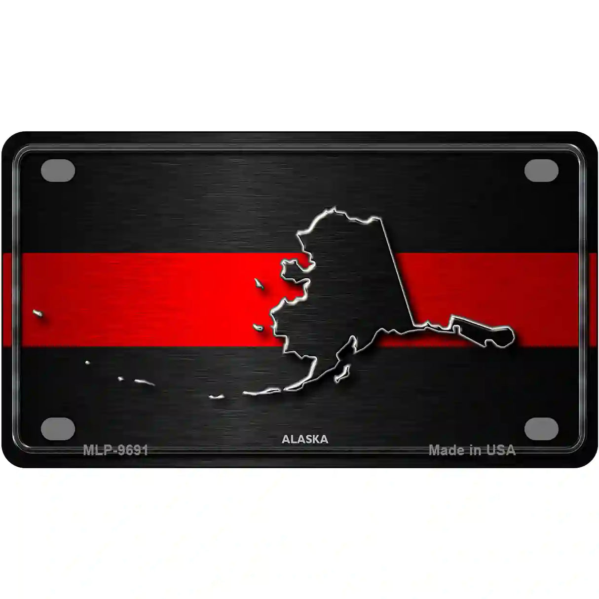 Alaska Thin Red Line Metal Novelty License Plate 4" x 2.2" (MLP)