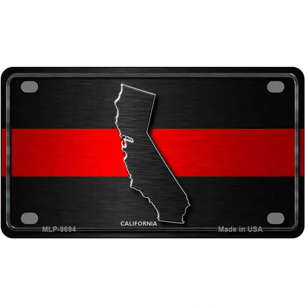 California Thin Red Line Metal Novelty License Plate 4" x 2.2" (MLP)