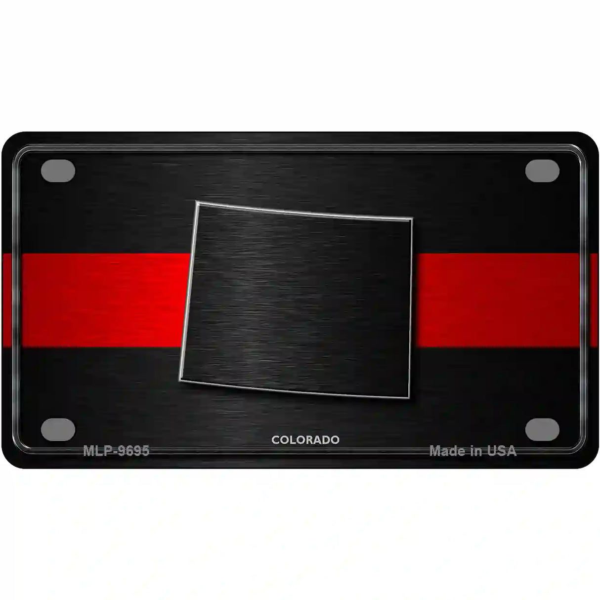 Colorado Thin Red Line Metal Novelty License Plate 4" x 2.2" (MLP)