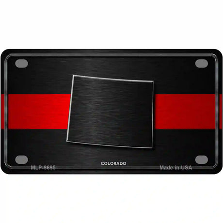 Colorado Thin Red Line Metal Novelty License Plate 4" x 2.2" (MLP)