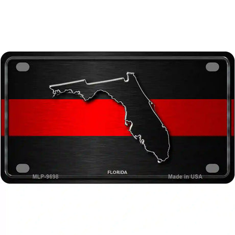 Florida Thin Red Line Metal Novelty License Plate 4" x 2.2" (MLP)