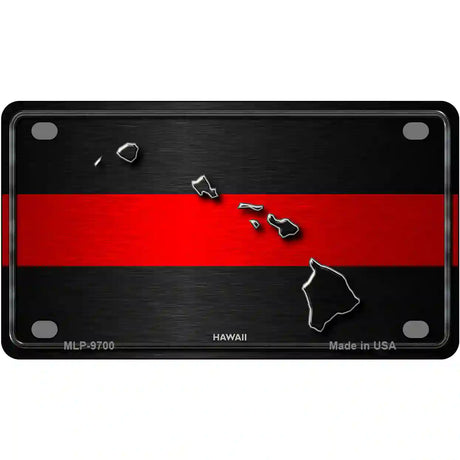 Hawaii Thin Red Line Metal Novelty License Plate 4" x 2.2" (MLP)