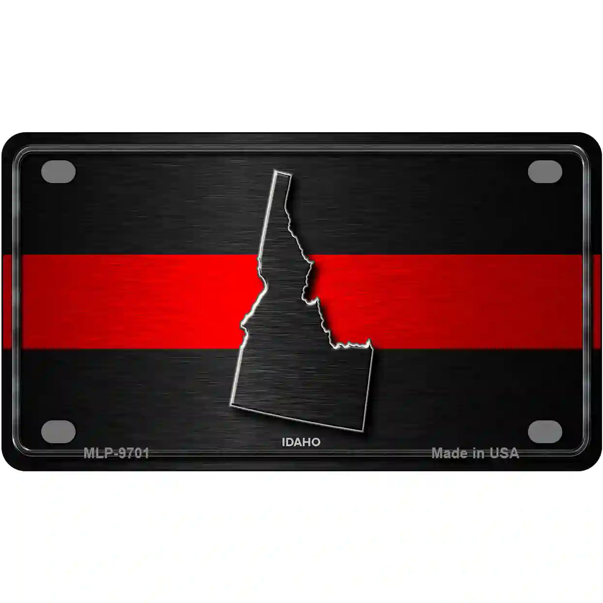 Idaho Thin Red Line Metal Novelty License Plate 4" x 2.2" (MLP)