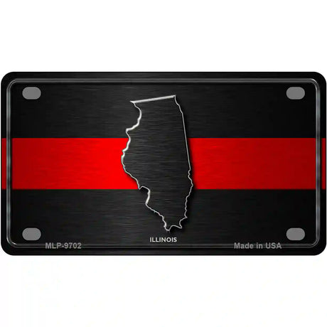 Illinois Thin Red Line Metal Novelty License Plate 4" x 2.2" (MLP)