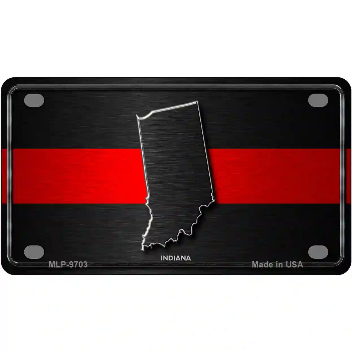 Indiana Thin Red Line Metal Novelty License Plate 4" x 2.2" (MLP)