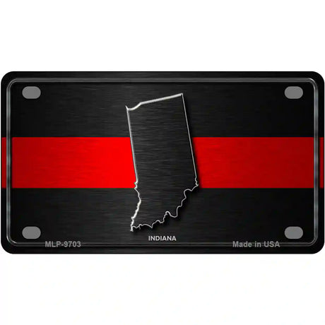 Indiana Thin Red Line Metal Novelty License Plate 4" x 2.2" (MLP)