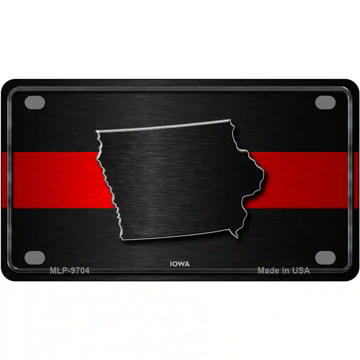 Iowa Thin Red Line Metal Novelty License Plate 4" x 2.2" (MLP)