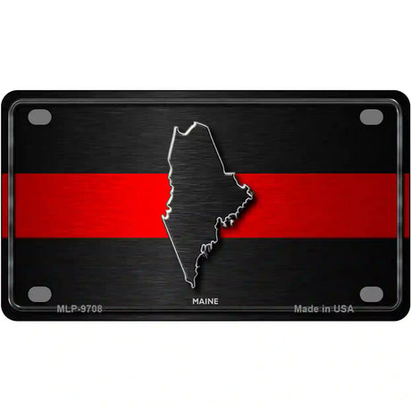 Maine Thin Red Line Metal Novelty License Plate 4" x 2.2" (MLP)