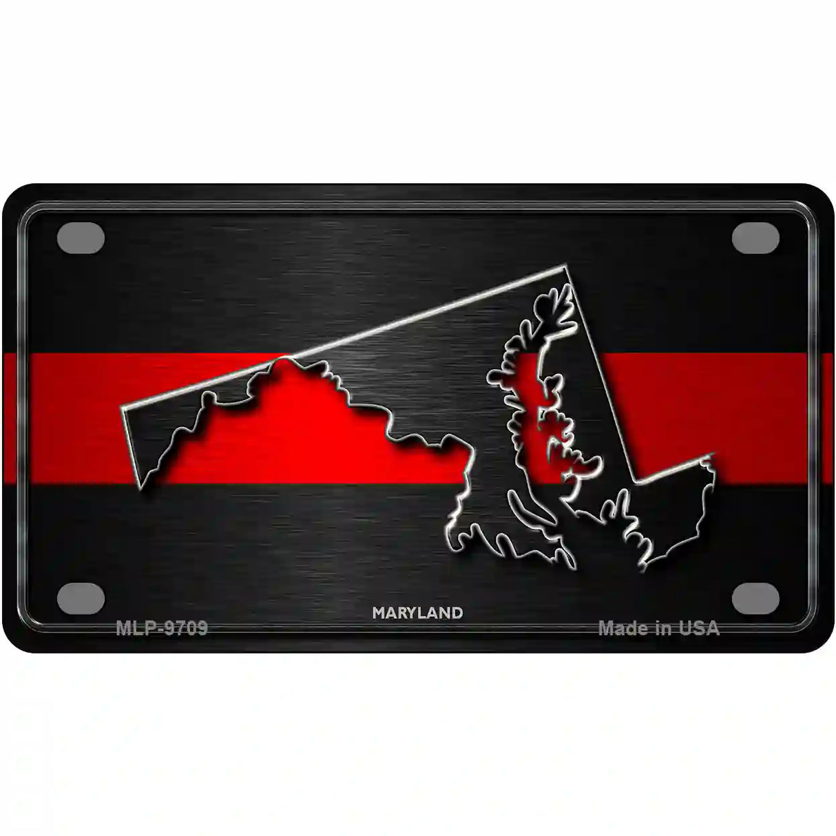 Maryland Thin Red Line Metal Novelty License Plate 4" x 2.2" (MLP)