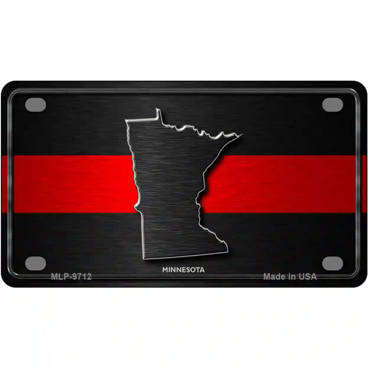 Minnesota Thin Red Line Metal Novelty License Plate 4" x 2.2" (MLP)