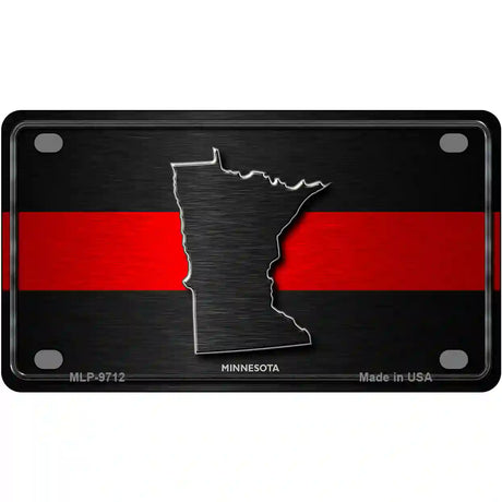 Minnesota Thin Red Line Metal Novelty License Plate 4" x 2.2" (MLP)