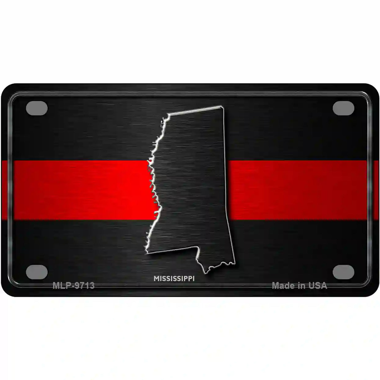 Mississippi Thin Red Line Metal Novelty License Plate 4" x 2.2" (MLP)