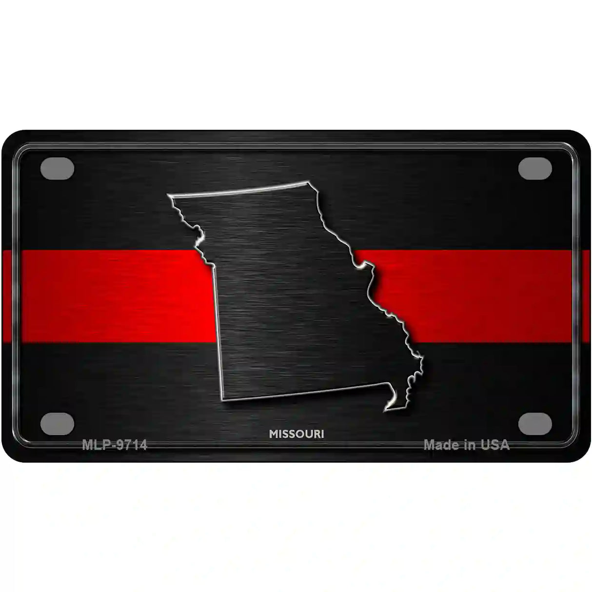 Missouri Thin Red Line Metal Novelty License Plate 4" x 2.2" (MLP)