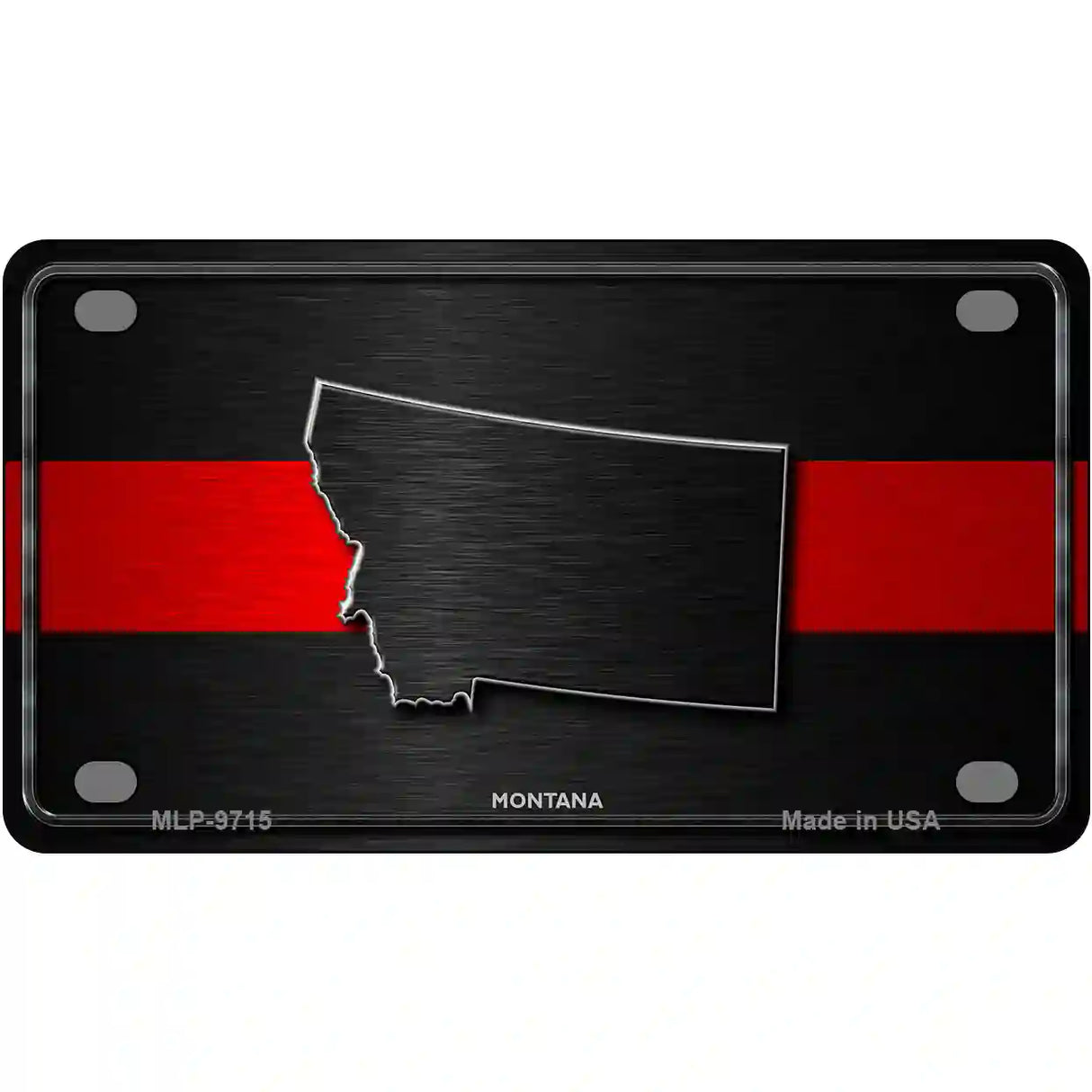 Montana Thin Red Line Metal Novelty License Plate 4" x 2.2" (MLP)