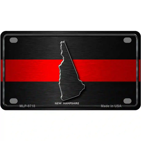 New Hampshire Thin Red Line Metal Novelty License Plate 4" x 2.2" (MLP)