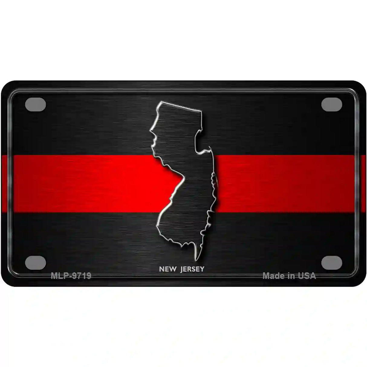 New Jersey Thin Red Line Metal Novelty License Plate 4" x 2.2" (MLP)