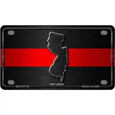 New Jersey Thin Red Line Metal Novelty License Plate 4" x 2.2" (MLP)