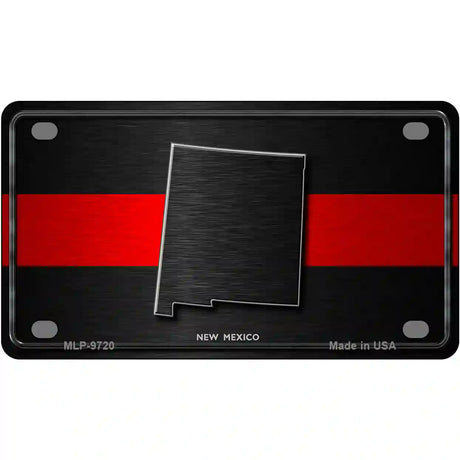 New Mexico Thin Red Line Metal Novelty License Plate 4" x 2.2" (MLP)