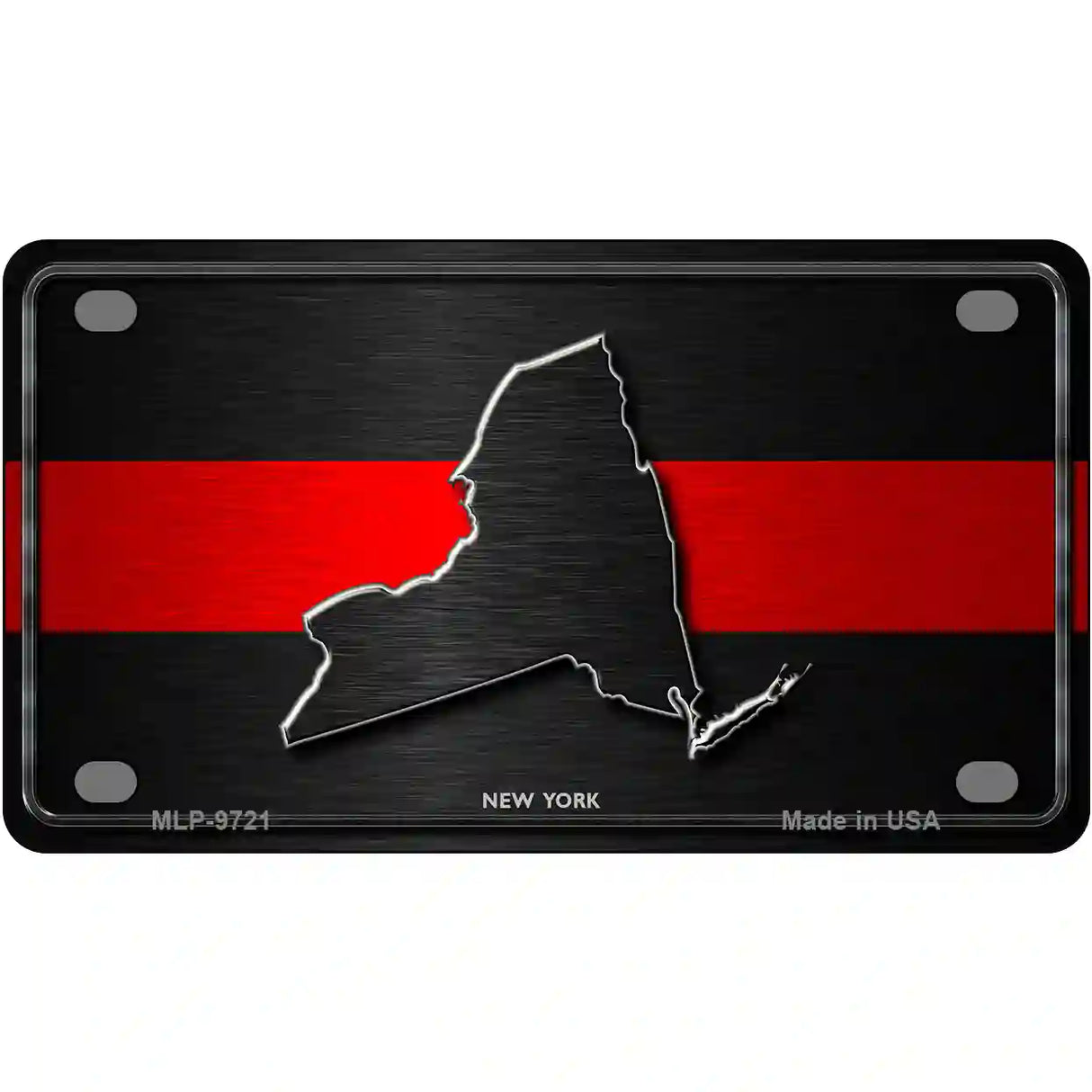 New York Thin Red Line Metal Novelty License Plate 4" x 2.2" (MLP)