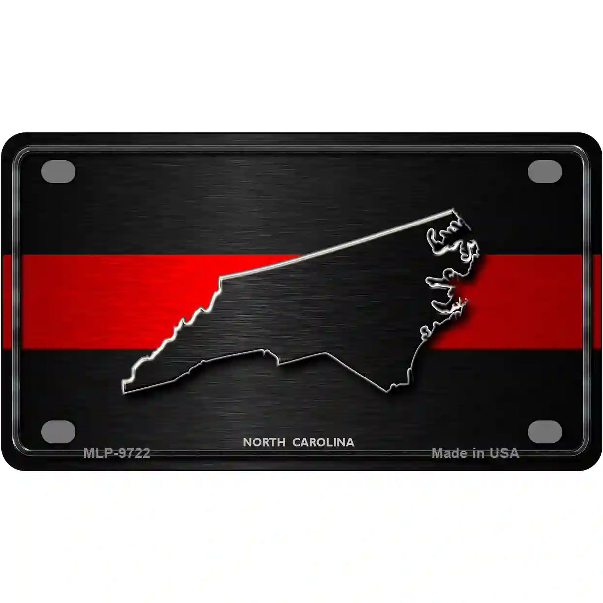 North Carolina Thin Red Line Metal Novelty License Plate 4" x 2.2" (MLP)