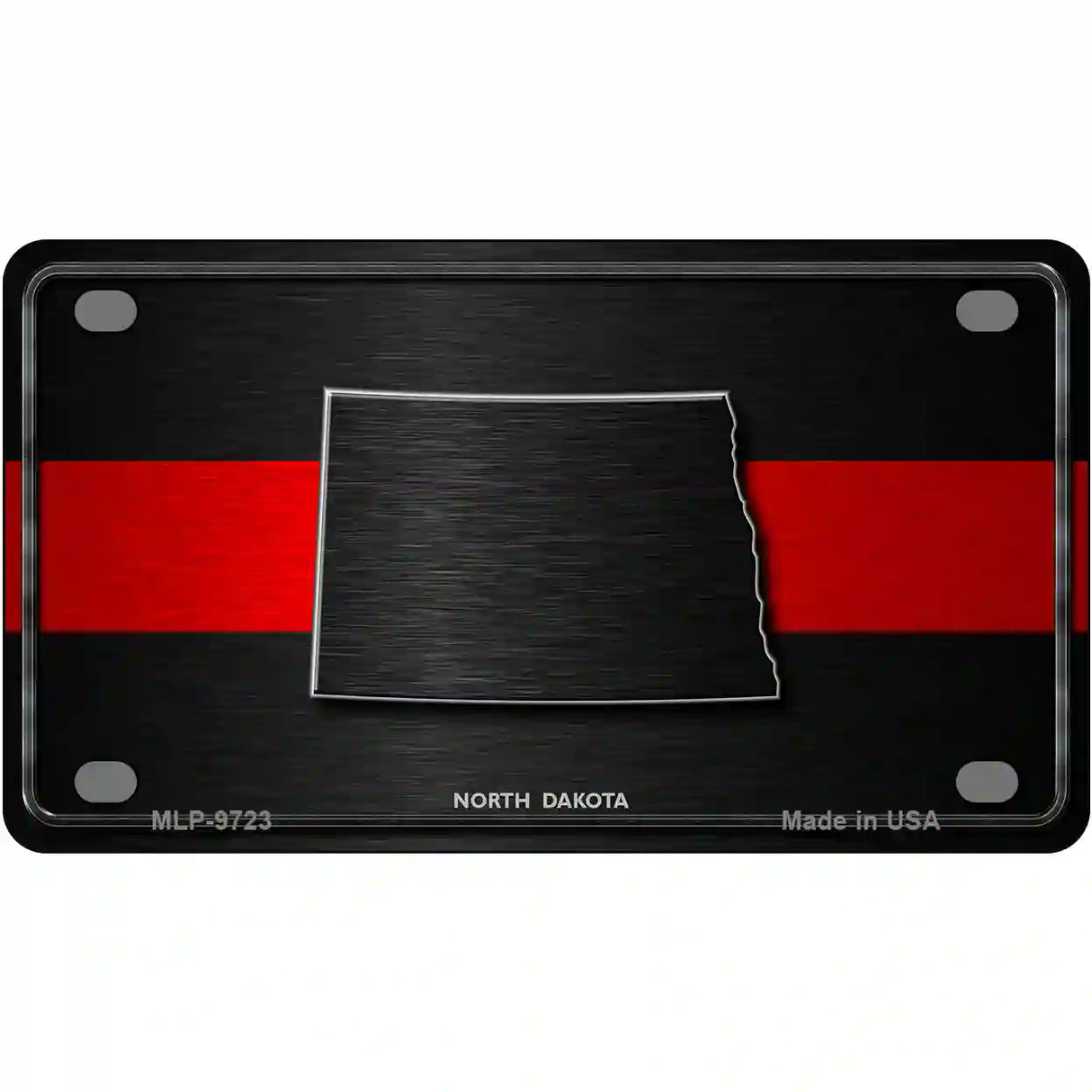 North Dakota Thin Red Line Metal Novelty License Plate 4" x 2.2" (MLP)