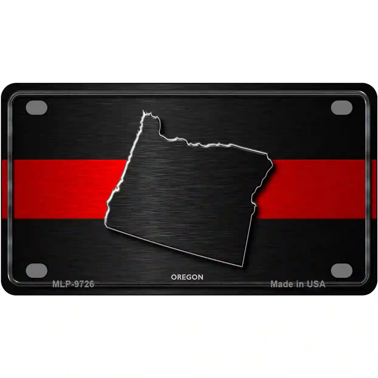 Oregon Thin Red Line Metal Novelty License Plate 4" x 2.2" (MLP)