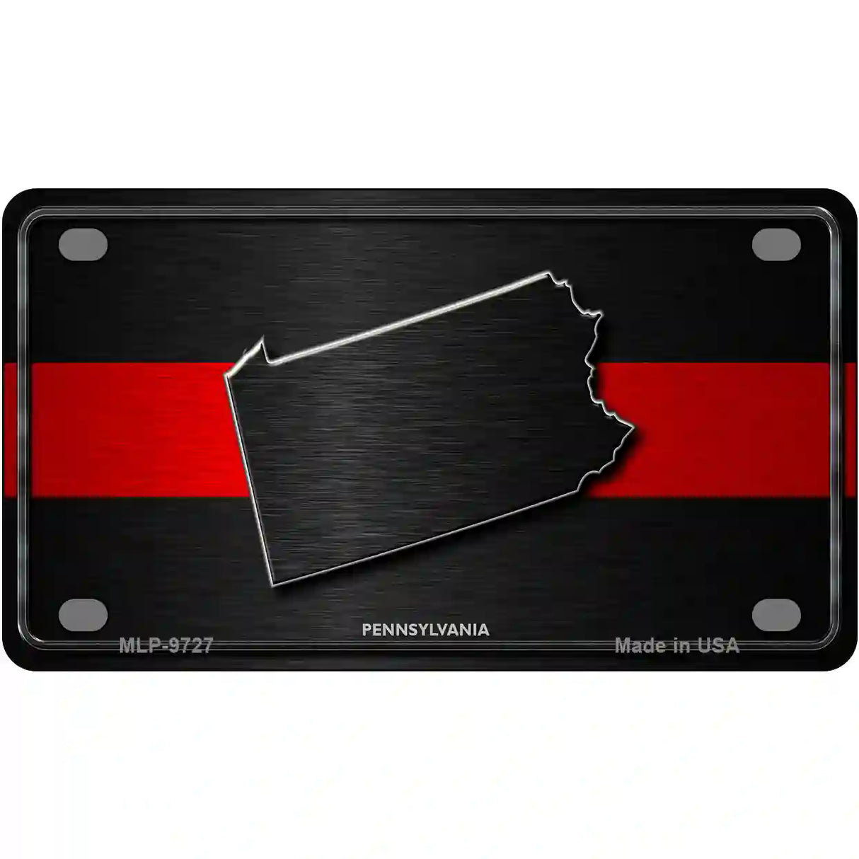 Pennsylvania Thin Red Line Metal Novelty License Plate 4" x 2.2" (MLP)