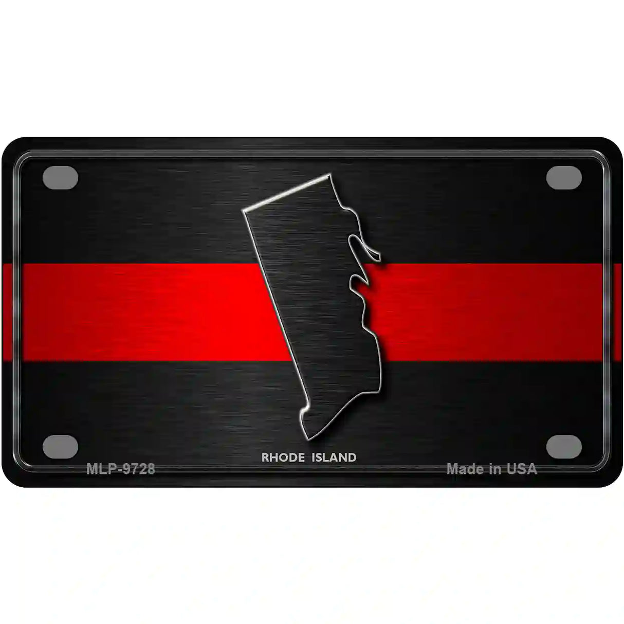 Rhode Island Thin Red Line Metal Novelty License Plate 4" x 2.2" (MLP)