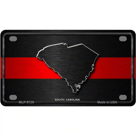 South Carolina Thin Red Line Metal Novelty License Plate 4" x 2.2" (MLP)