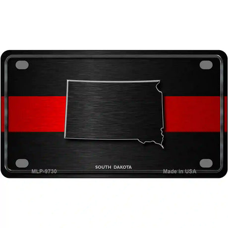 South Dakota Thin Red Line Metal Novelty License Plate 4" x 2.2" (MLP)