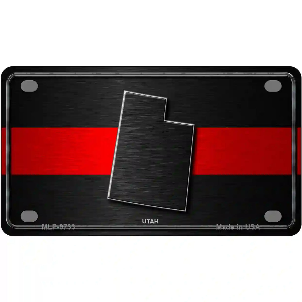 Utah Thin Red Line Metal Novelty License Plate 4" x 2.2" (MLP)