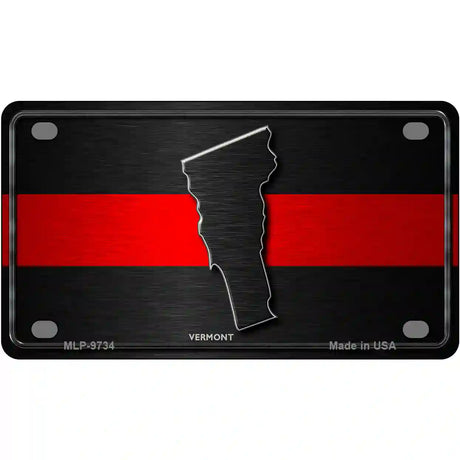 Vermont Thin Red Line Metal Novelty License Plate 4" x 2.2" (MLP)