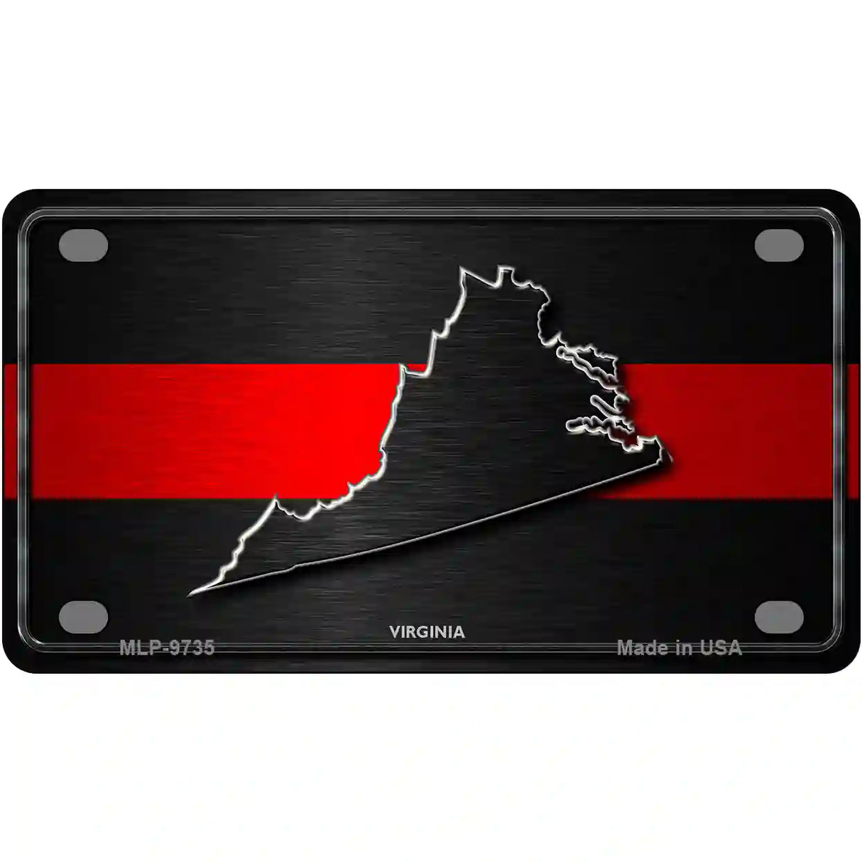 Virginia Thin Red Line Metal Novelty License Plate 4" x 2.2" (MLP)