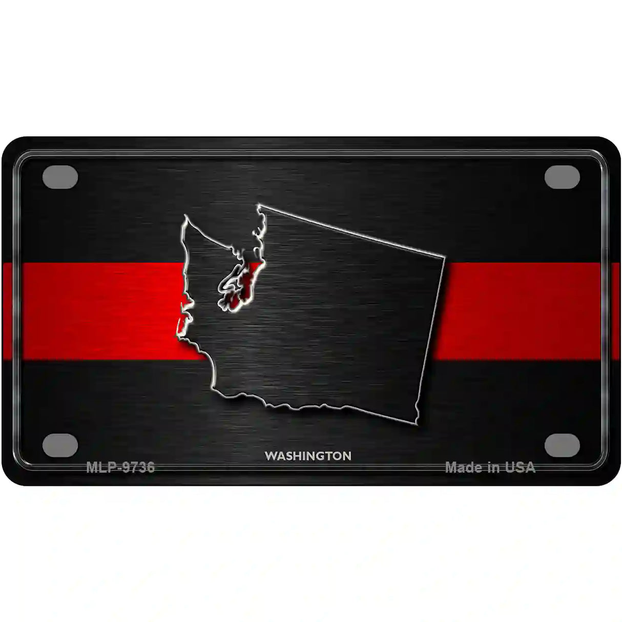 Washington Thin Red Line Metal Novelty License Plate 4" x 2.2" (MLP)