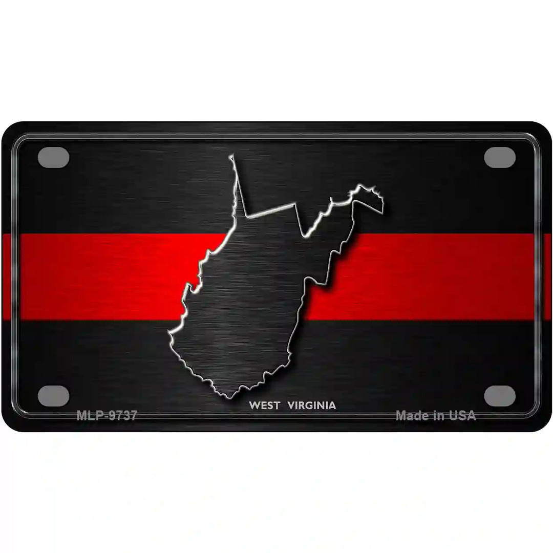 West Virginia Thin Red Line Metal Novelty License Plate 4" x 2.2" (MLP)