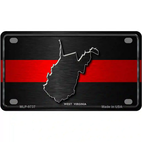 West Virginia Thin Red Line Metal Novelty License Plate 4" x 2.2" (MLP)