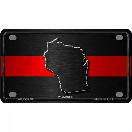 Wisconsin Thin Red Line Metal Novelty License Plate 4" x 2.2" (MLP)