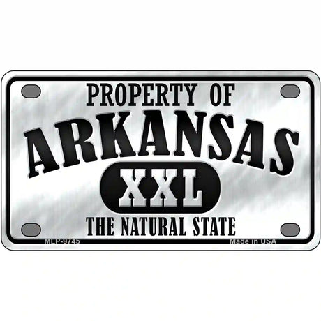 Property Of Arkansas Novelty Metal License Plate 4" x 2.2" (MLP)