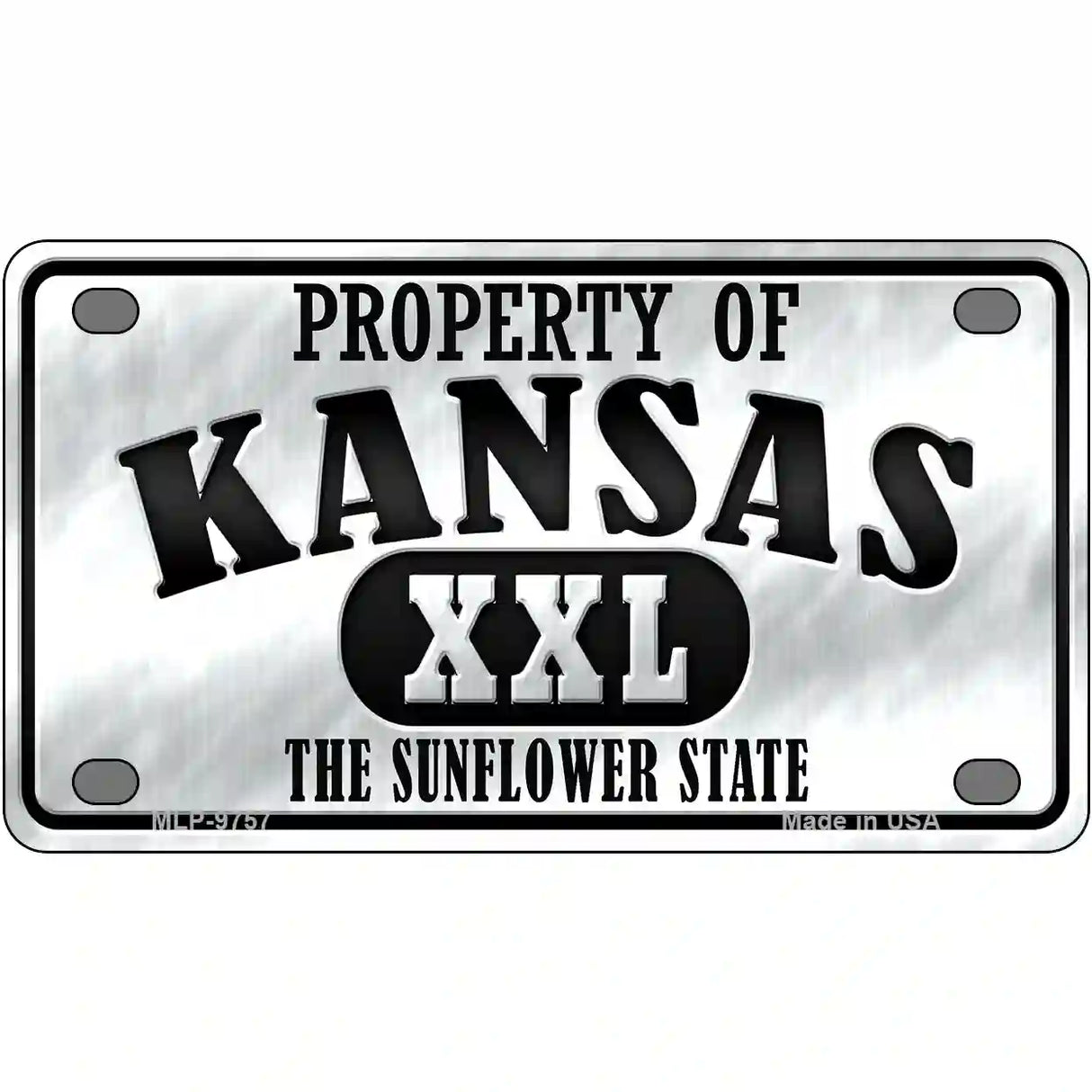 Property Of Kansas Novelty Metal License Plate 4" x 2.2" (MLP)